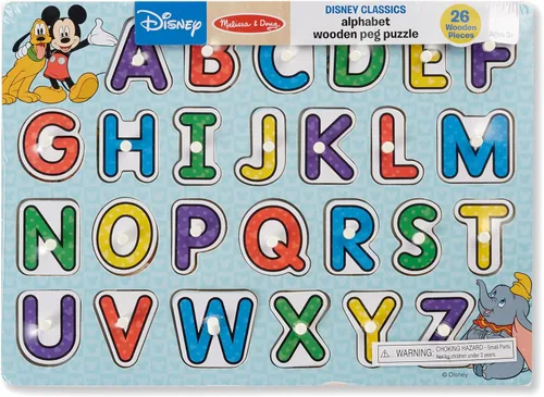 Vista 6 de Melissa & Doug Disney Classics - Rompecabezas de madera con diseño del alfabeto (26 piezas)