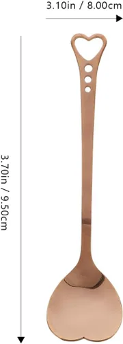 Vista 3 de DOITOOL Juego de 2 cucharas de postre en forma de corazón, de acero inoxidable de 5.62 pulgadas, chapadas en oro, cucharas pequeñas para helado