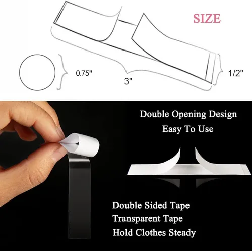 Vista 3 de Lanwexy Double Sided Tape for Clothes, Fabric Tape for Clothes and Body, Fashion Clothing Tape for Women Dress, Clear Tape
