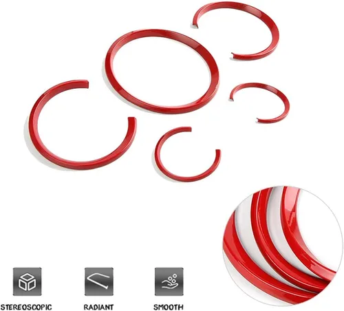 Vista 2 de 5 anillos rojos para tablero de instrumentos para Porsche Cayenne, 911, Panamera