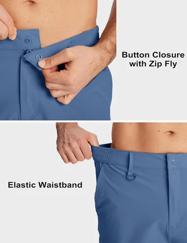 Vista 6 de MAGCOMSEN Men's Hiking Cargo Shorts Quick Dry Lightweight 9" Golf Shorts Summer Casual Work Outdoor with 5 Zipper Pockets