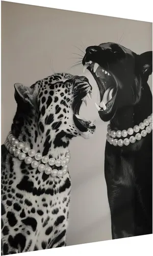 Vista 23 de Impresión de guepardo en el espejo, impresión de fotografía en blanco y negro, leopardo vintage en blanco y negro, fotos de espejo con aspecto