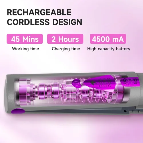 Vista 3 de Plancha de pelo inalámbrica, alisadora portátil para mujeres, mini plancha plana de iones negativos para viajes, alisador recargable de 4500 mAh