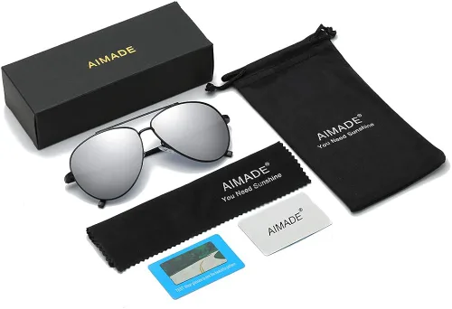 Vista 6 de AIMADE Lentes de sol polarizados militares de alta calidad, marco de metal, diseño único, para hombres y mujeres, 100% protección UV