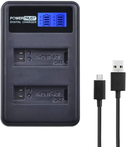 Vista 4 de Paquete de 2 baterías AHDBT-401 y cargador USB dual LCD para Gopro Hero 4 Baterías Go Pro Hero4 AHDBT 401 Accesorios de cámara de acción