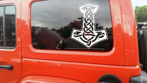 Vista 2 de Mjolnir - Vinilo adhesivo de martillo vikingo V2, símbolo nórdico, calcomanía troquelada