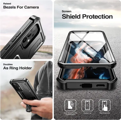 Vista 7 de Dexnor Funda para Samsung Galaxy A53 5G, protector de pantalla y soporte integrados, protección a prueba de golpes de grado militar para Samsung
