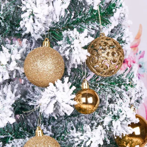Vista 5 de Juego de 101 adornos de bolas de Navidad, juego de lujo para decoración de árbol de Navidad y cuerda para colgar, bolas de Navidad de Emopeak – Mini
