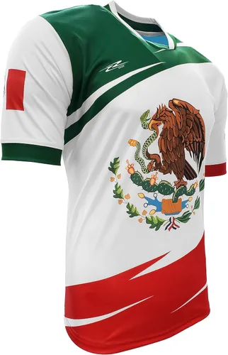Vista 3 de Arza Mexico Fan Jersey para Niños Color Blanco, Rojo, Verde 100% Poliéster