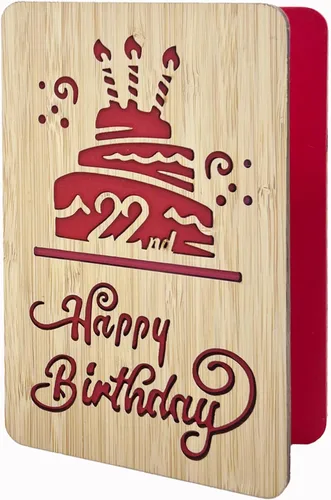 Vista 10 de Tarjeta de felicitación de feliz cumpleaños número 21, tarjeta de cumpleaños hecha a mano, tarjetas de felicitación de madera, tarjeta de cumpleaños