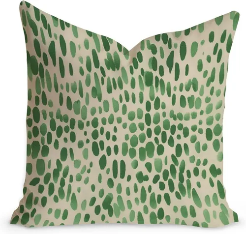 Vista 35 de Funda de cojín decorativa con estampado de guepardo verde peridoto para sofá, funda de almohada verde crema con estampado de leopardo con A-16