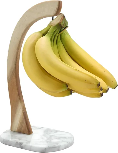 Vista 9 de everous Soporte de plátano con base de mármol negro, soporte moderno para plátano, soporte para árbol para cocina y hogar, sin deslizamiento