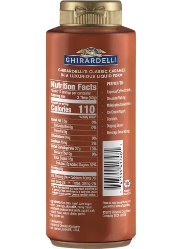 Vista 2 de Ghirardelli 1 - Salsas de caramelo y 2 - salsa de caramelo con sal marina, botellas de presión de 16 oz con cuchara barista estampada