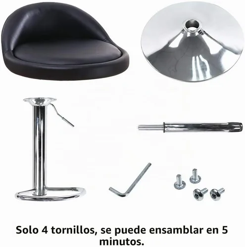 Vista 7 de KKTONER Taburete redondo de cuero sintético con respaldo de altura ajustable giratoria, silla de pub giratoria para el hogar, taburetes de bar
