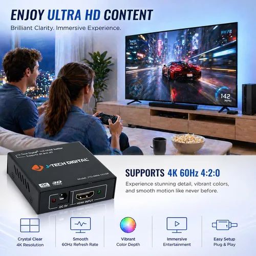 Vista 5 de J-Tech Digital, divisor de potencia, versión 1.3 certificado con Deep Color y HD Audio