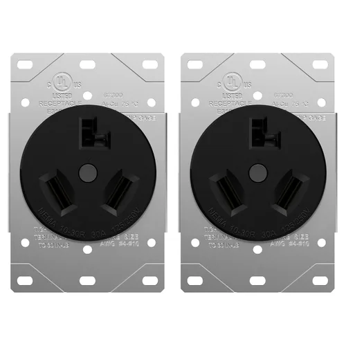 Vista 9 de ENERLITES Toma de secadora 30A, NEMA 10-30R, 125/250V, negro con placa
