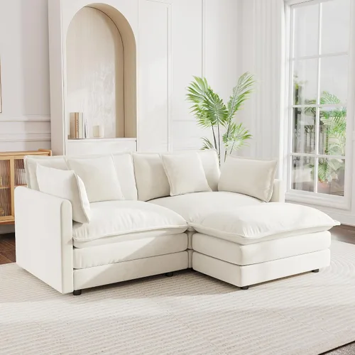 Vista 8 de mikibama - Sofá seccional modular, sofá en forma de L de 76.4 pulgadas para sala de estar, sofá cama cómodo tipo nube con otomano móvil, combinación