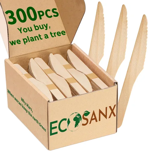 Vista 11 de ECOSANX® 120 piezas de tenedores de madera para comer de 16.5 cm libres de astillas, compostables, juego de cubiertos de madera ecológico