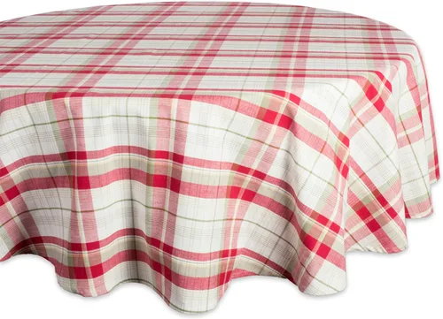 Vista 12 de DII - Camino de mesa estilo Orchard con cuadros, colección de elementos esenciales de mesa de lino, 14 x 108 pulgadas, color gris pardo/rojo