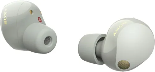 Vista 4 de Sony WF-1000XM5 - Paquete de auriculares verdaderamente inalámbricos con cancelación de ruido (plateado) con funda de silicona (azul), puntas