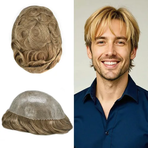 Vista 36 de Extensiones de pelo tipo tupé para hombre, sistema de reemplazo de cabello humano virgen 100% europeo, piel fina y duradera, inyección