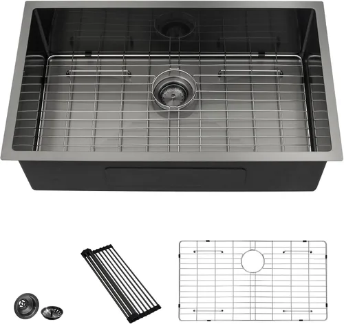 Vista 25 de Lordear - Fregadero de barra bajo montaje de 10" x 18" de acero inoxidable, fregadero de calibre 16, fregadero pequeño de barra húmeda, fregadero
