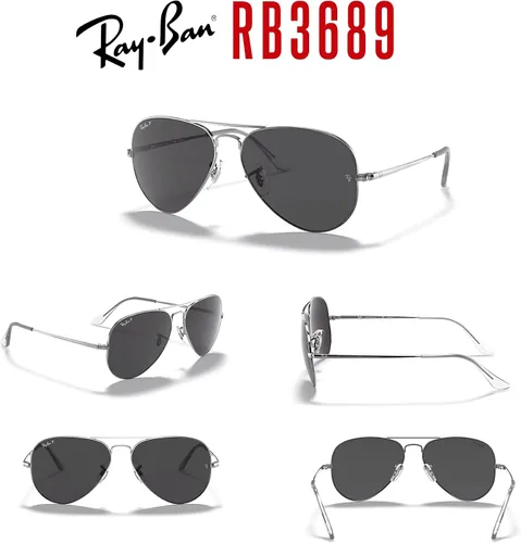 Vista 7 de Ray-Ban Aviator Metal II RB3689 - Lentes de sol de aviador para hombre y mujer + paquete con kit de gafas de diseño iWear de cortesía