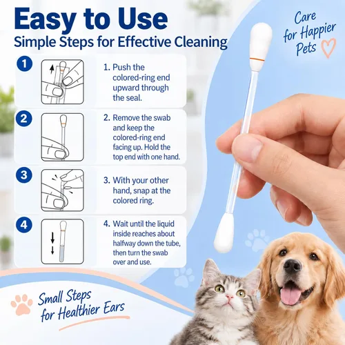Vista 3 de MESINURS 2-in-1 Pet Ear Cleaning Cotton Swabs, Dual-Ended Soft Tips,1 Box