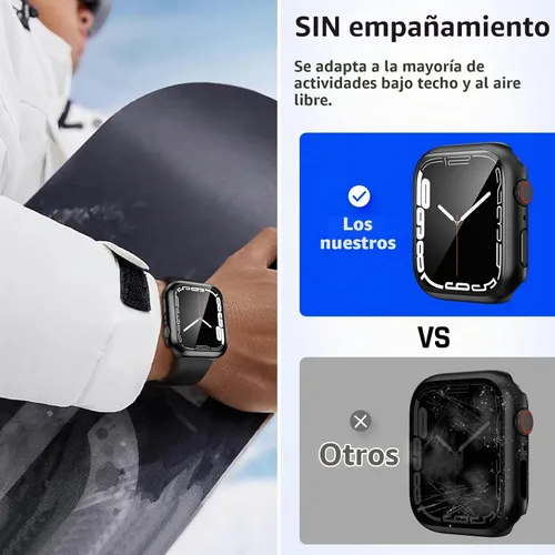 Vista 4 de Goton - Funda impermeable para Apple Watch 38 mm Series 3 2 1, protector de pantalla de vidrio templado, protección completa de policarbonato duro
