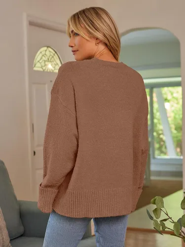Vista 128 de LILLUSORY - Suéteres sin botones grandes para mujer, suéter mullido, grueso y cálido