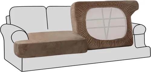 Vista 38 de H.VERSAILTEX Fundas de terciopelo elástico para silla con cojín en forma de T para sala de estar, funda de sofá, funda de asiento con cojín