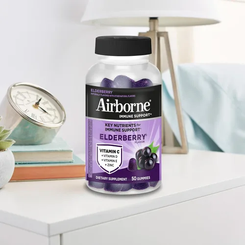 Vista 10 de Airborne - Gomitas de saúco + zinc y vitamina C para adultos, suplemento para fortalecer el sistema inmunológico con vitaminas D y zinc
