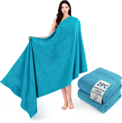 Vista 102 de Cotton Paradise Juego de 2 toallas turcas de 100 % algodón, suaves, absorbentes, de secado rápido, juego de 2 toallas de baño de 35 x 70 pulgadas