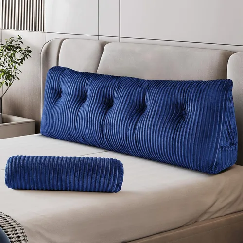 Vista 6 de Z-hom - Almohada grande para cabecero con un solo rollo, almohada de cuña para sentarse en la cama, cojín triangular de apoyo de respaldo para leer