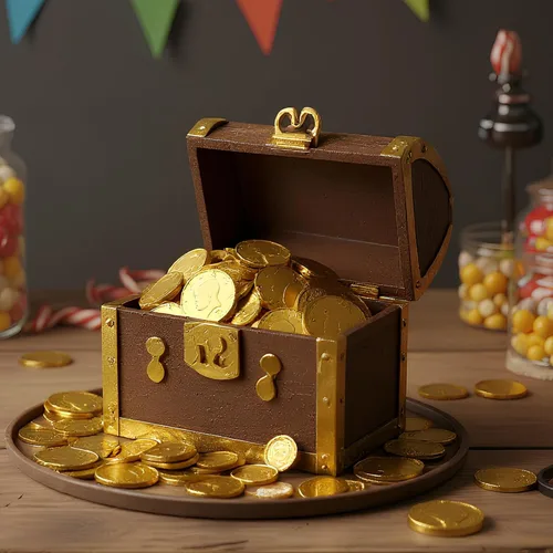 Vista 7 de Monedas de oro chocolate, bolsa de 1 libra
