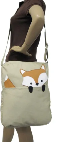 Vista 5 de Peeking Fox On - Bolso bandolera grande de lona