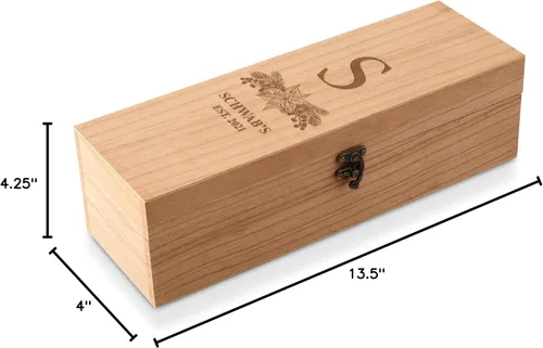 Vista 6 de Weddingstar Caja de regalo de vino de madera grabada personalizada con tapa - Blush Blooms