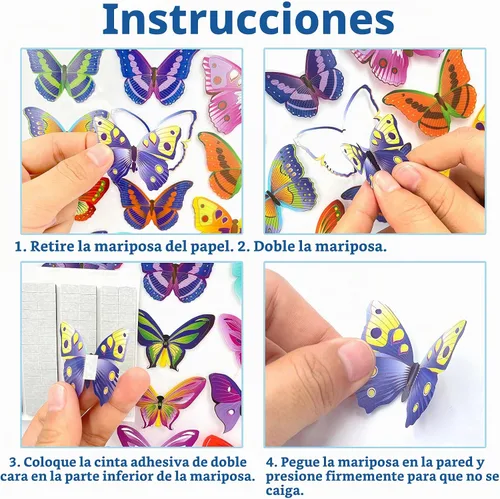 Vista 3 de 104 calcomanías de pared de mariposa para pared, calcomanías de mariposas