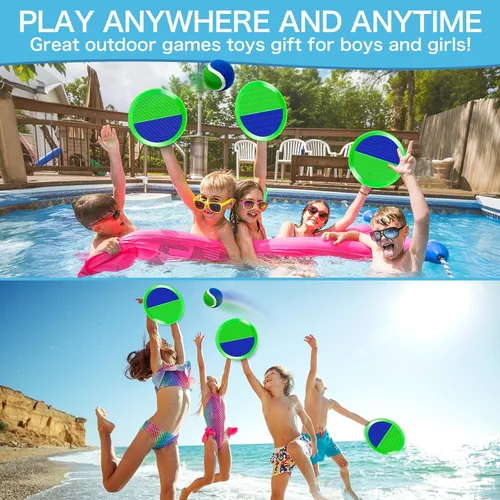 Vista 4 de Juego de Captura de Pelotas, Juego de Lanzamiento para Niños de 3 4 5 6 7 8-12 Años Niño Niña, Juego de Atrapar Pelotas con 2 Paletas para Juego