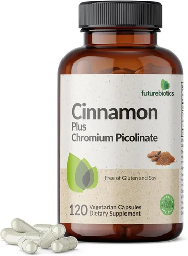 Vista 7 de Futurebiotics Cinnamon Plus Suplemento de picolinato de cromo, cromo de alta potencia, sin OMG, 60 cápsulas vegetarianas