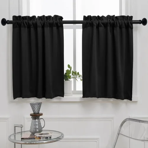 Vista 20 de Pickluc Cortina opaca de cocina de 20 pulgadas de largo, con bolsillo para barra, cortinas para ventanas pequeñas en sala de estar, sótano Beige