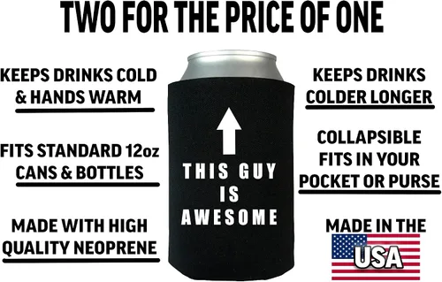 Vista 2 de Rogue River Tactical Funny This Guy is Awesome - Juego de 2 fundas plegables para latas de cerveza