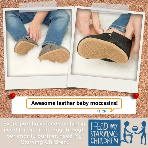 Vista 3 de BirdRock Baby Mocasines de suela dura - Zapatos de cuero genuino para niños y niñas