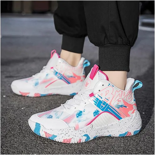 Vista 7 de BROHN Zapatos de baloncesto ultraligeros para hombre y mujer, zapatillas de deporte transpirables antideslizantes