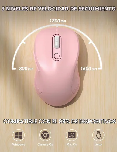 Vista 6 de Trueque - Ratón inalámbrico para laptop, ratón de computadora ergonómico de 2.4GHz con botones de atrás y adelante, 3 niveles de DPI ajustables, 6