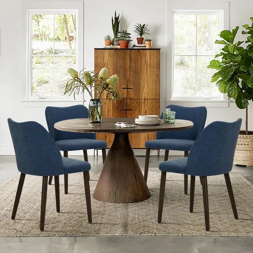 Vista 2 de COLAMY Juego de 2 sillas de comedor tapizadas, modernas sillas auxiliares de piel sintética para comedor y cocina, con asiento acolchado y patas