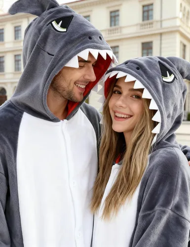 Vista 4 de vavalad Disfraz mameluco de tiburón para adultos, disfraz de Halloween para cosplay