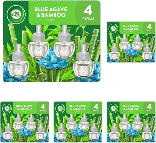 Vista 10 de Air Wick - Repuesto de aceite aromático para enchufar, ambientador, aceites esenciales, 10 unidades, agave azul y bambú