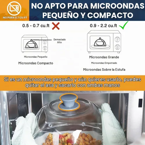 Vista 2 de Lopeztek Cubierta alta de vidrio contra salpicaduras para microondas, 0.9-2.2 pies cúbicos para microondas, protector de salpicaduras para platos