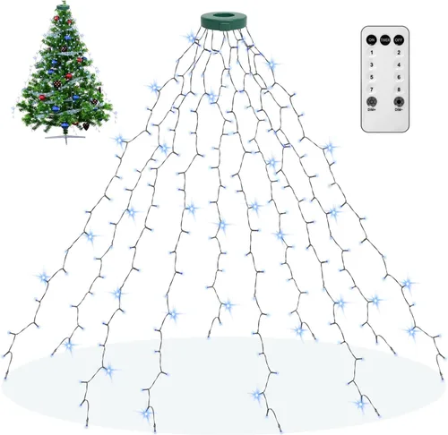 Vista 10 de aneeway 400 luces LED para árbol de Navidad, luces de Navidad con 8 modos de luz y función de memoria, 16 cadenas de luces de 6.6 pies con función
